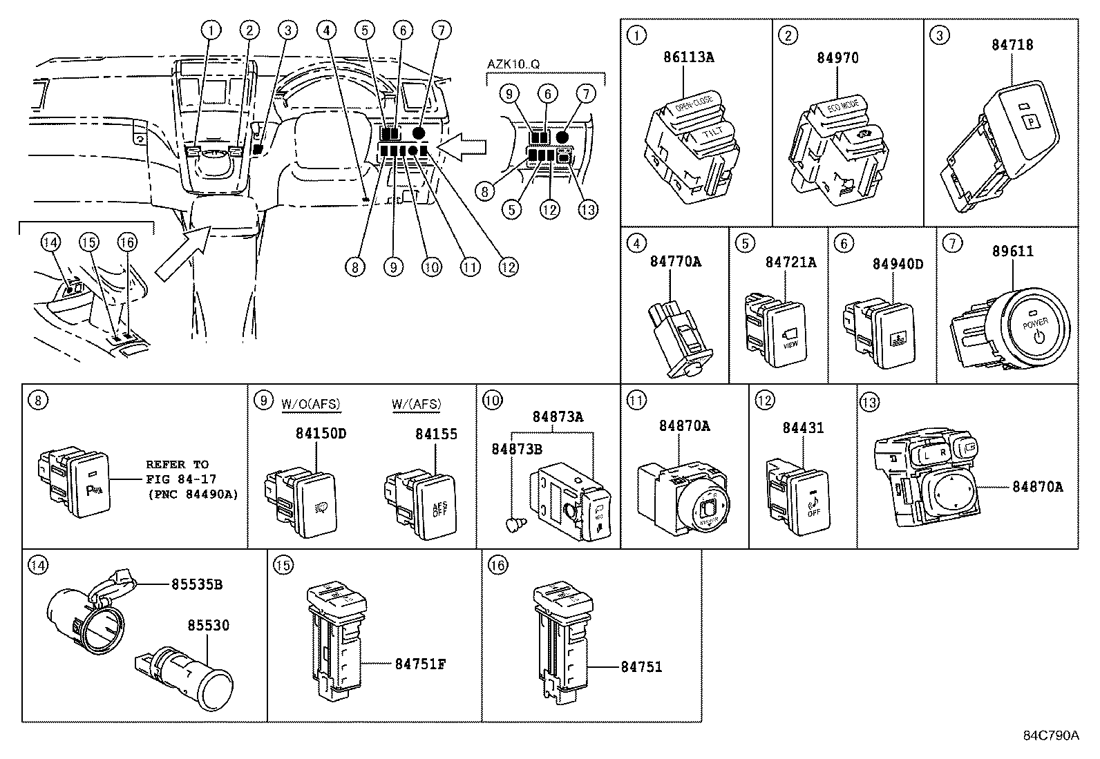 84140-75010 SWITCH ASSY, HEADLAMP DIMMER product image