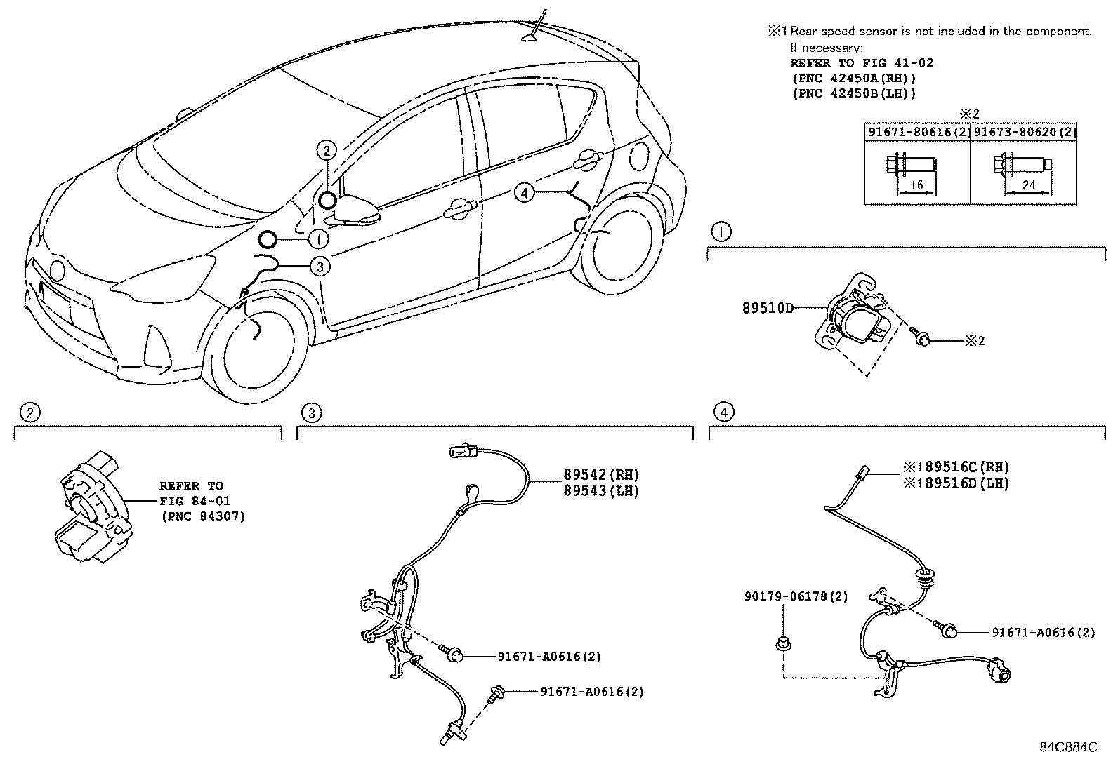 Toyota 89543-52100 SENSOR, SPEED, FRONT LH