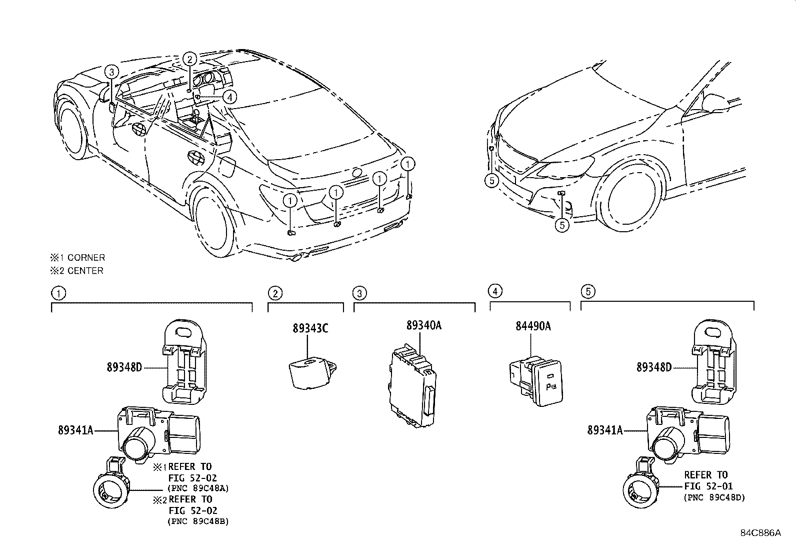 84490-22010 SWITCH ASSY, BACK SONAR OR CLEARANCE SONAR product image
