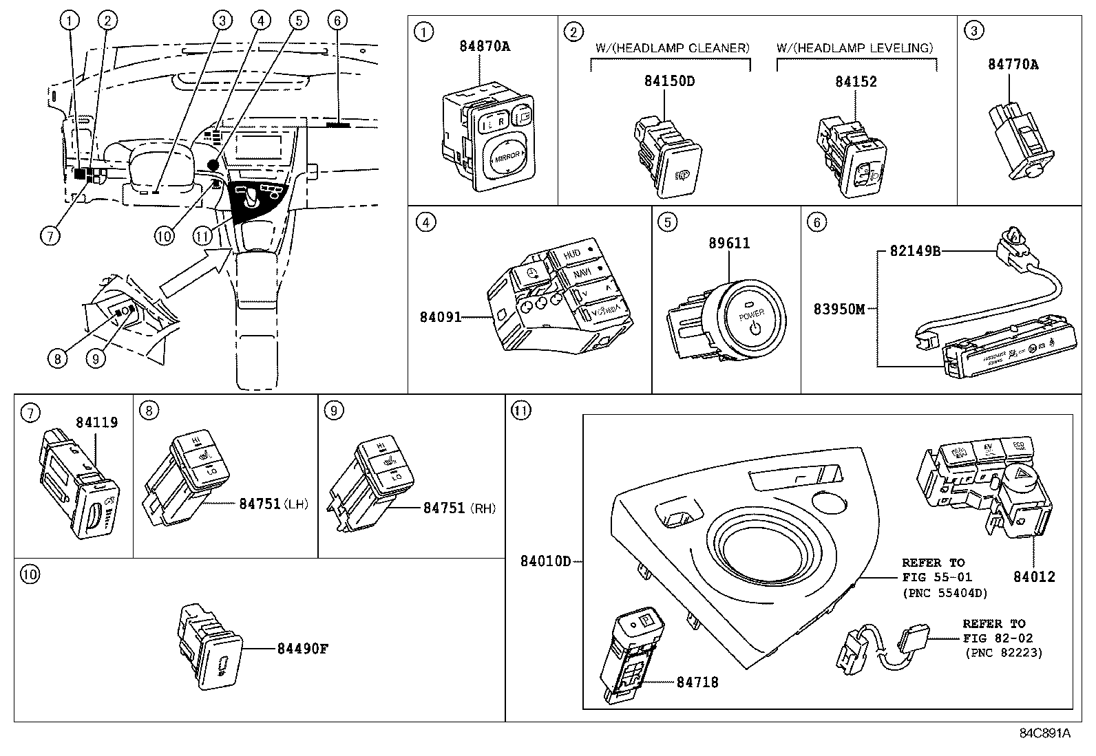 84721-47010 SWITCH ASSY, PATTERN SELECT product image