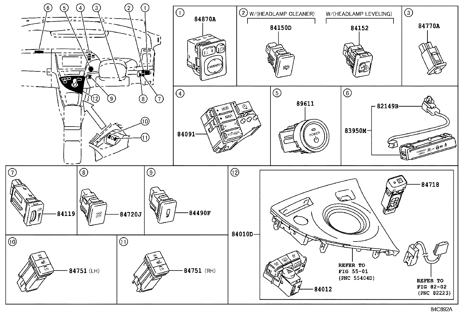 84721-47010 SWITCH ASSY, PATTERN SELECT product image