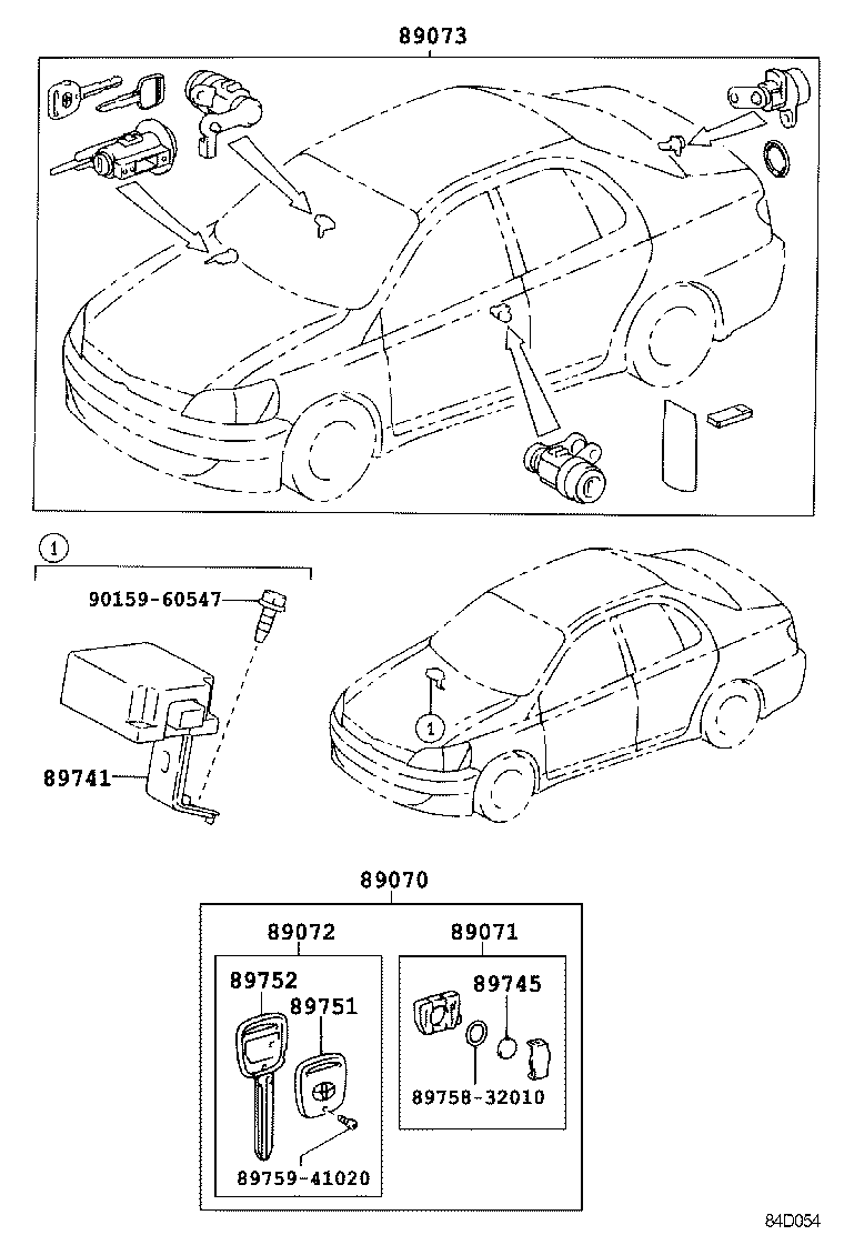 89073-52230 CYLINDER SET, LOCK W/TRANSMITTER HOUSING(LESS MODULE) product image