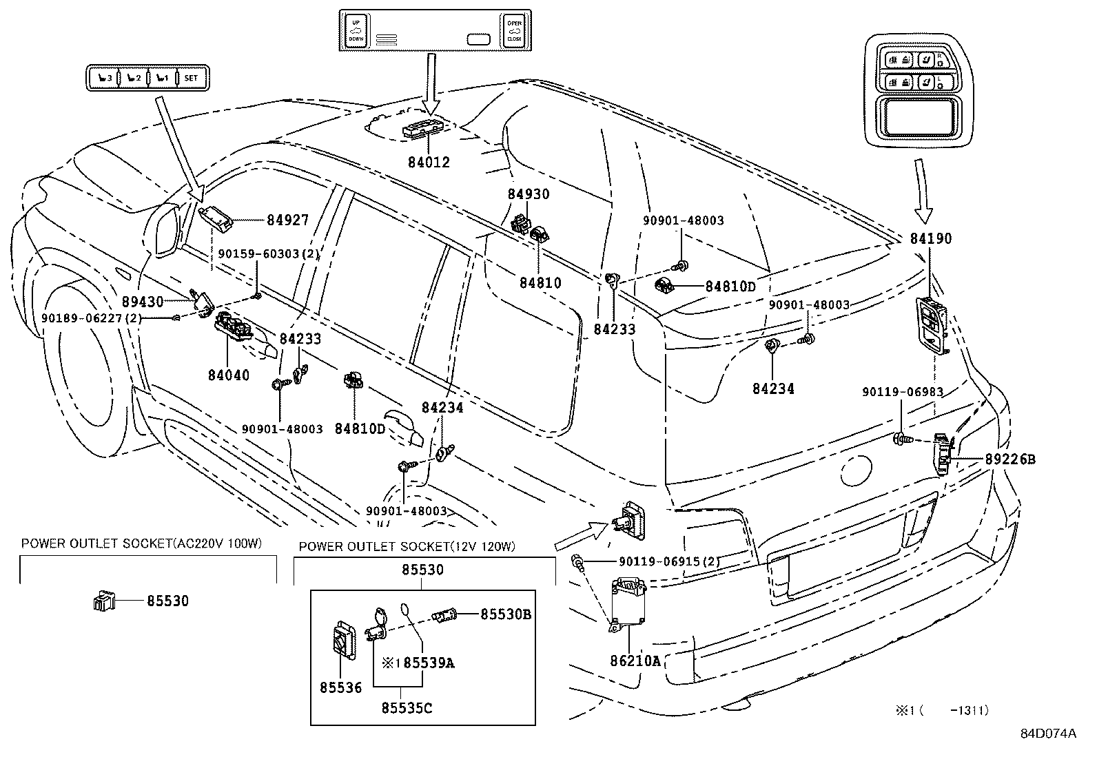 84720-60141 SWITCH ASSY, PATTERN SELECT, NO.1 product image