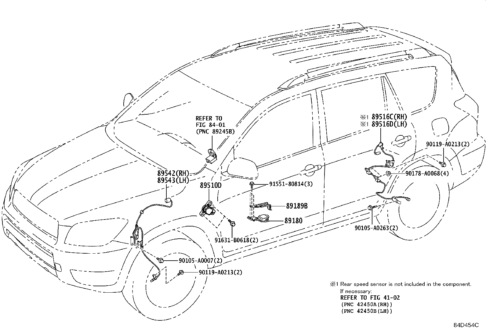 Toyota 89516-0R020 WIRE, SKID CONTROL SENSOR, LH