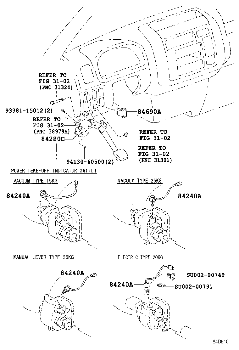 84240-37022 SWITCH ASSY, POWER TAKE-OFF INDICATOR product image