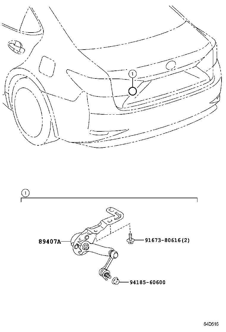 89407-33050 SENSOR SUB-ASSY, HEIGHT CONTROL, REAR RH product image