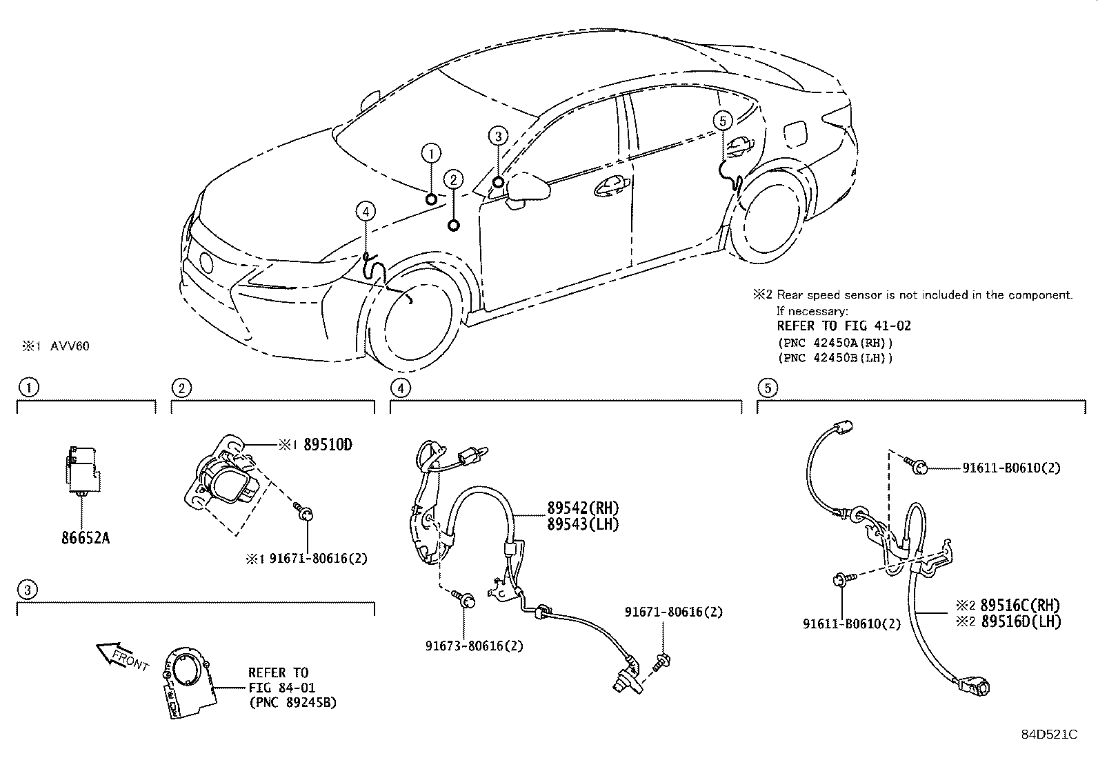 Toyota 89543-33100 SENSOR, SPEED, FRONT LH