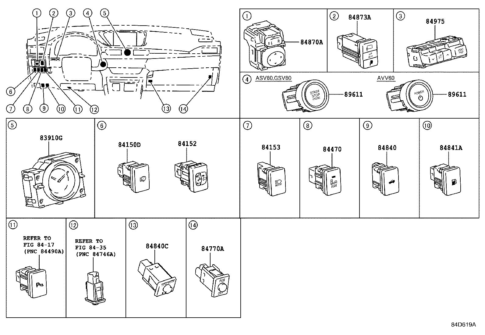 84040-33110 MASTER SWITCH ASSY,MULTIPLEX NETWORK product image