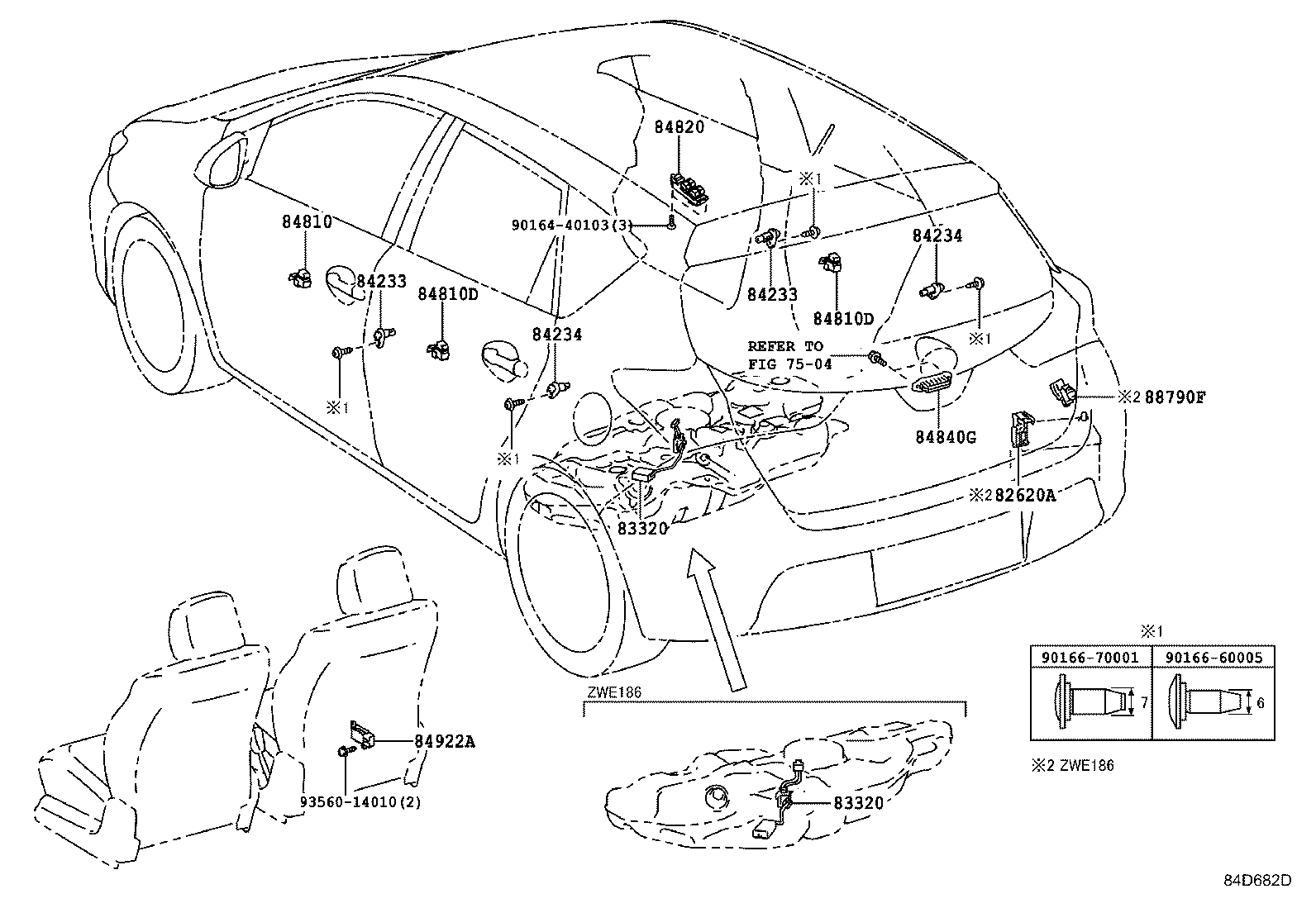 84332-12550 SWITCH ASSY, HAZARD WARNING SIGNAL product image