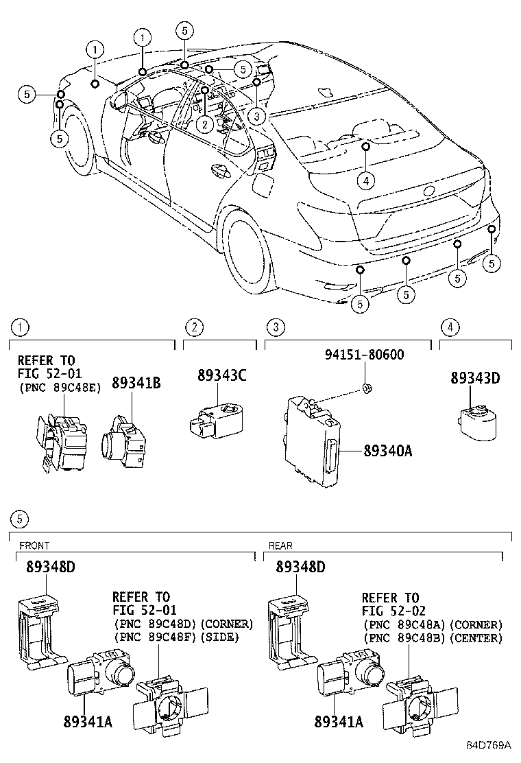 Toyota 89341-50060-C4 SENSOR, ULTRASONIC, NO.1