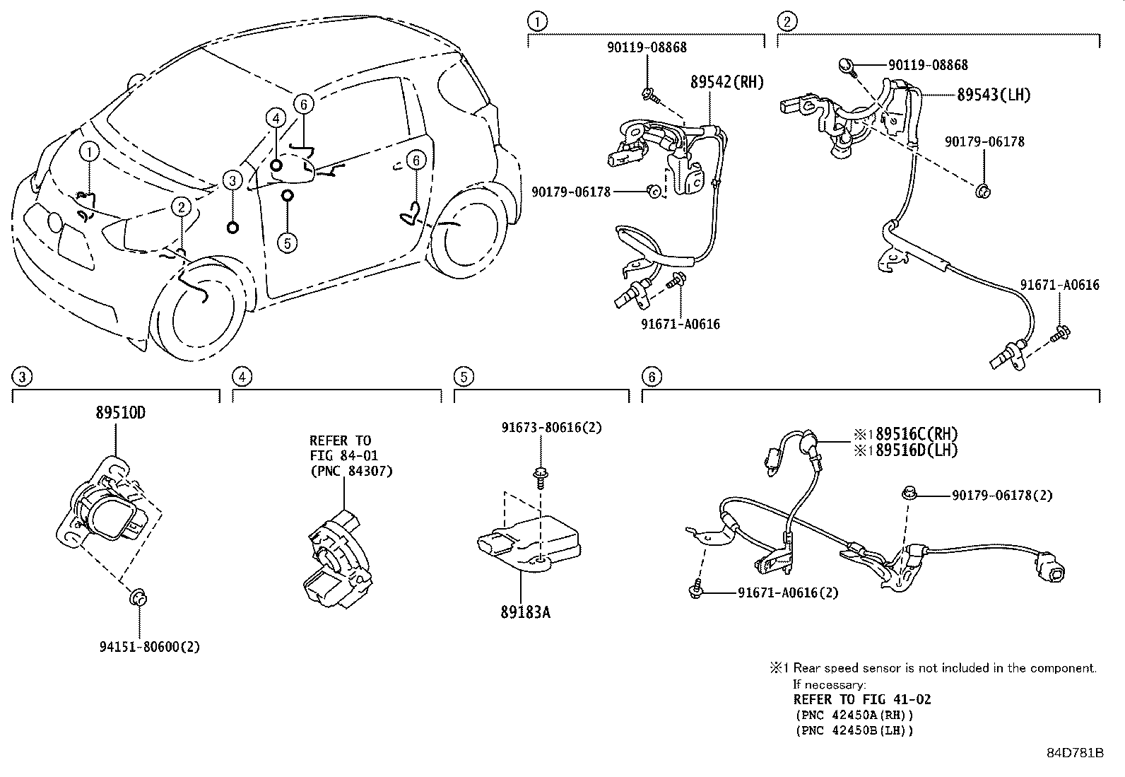 Toyota 89516-74040 WIRE, SKID CONTROL SENSOR, LH