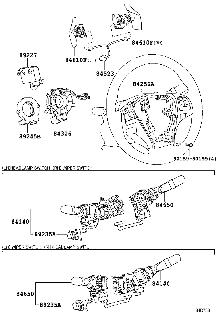 84140-50200 SWITCH ASSY, HEADLAMP DIMMER product image