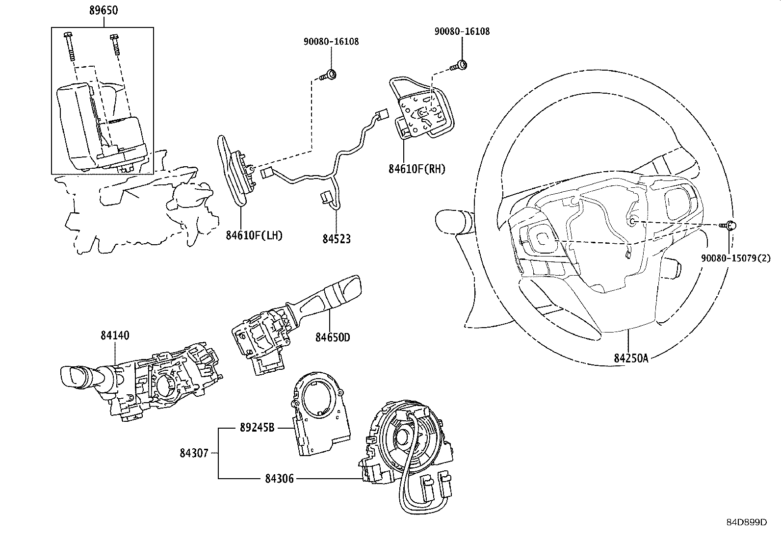 84332-07030 SWITCH ASSY, HAZARD WARNING SIGNAL product image