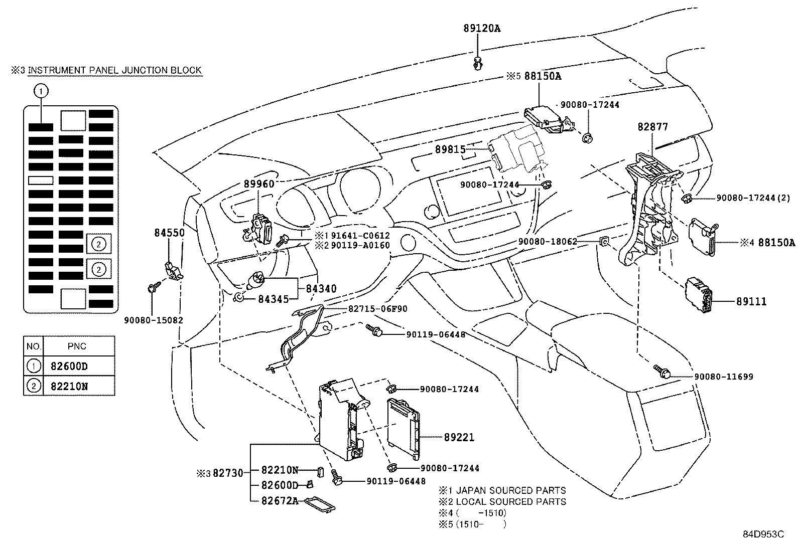 84332-07030 SWITCH ASSY, HAZARD WARNING SIGNAL product image