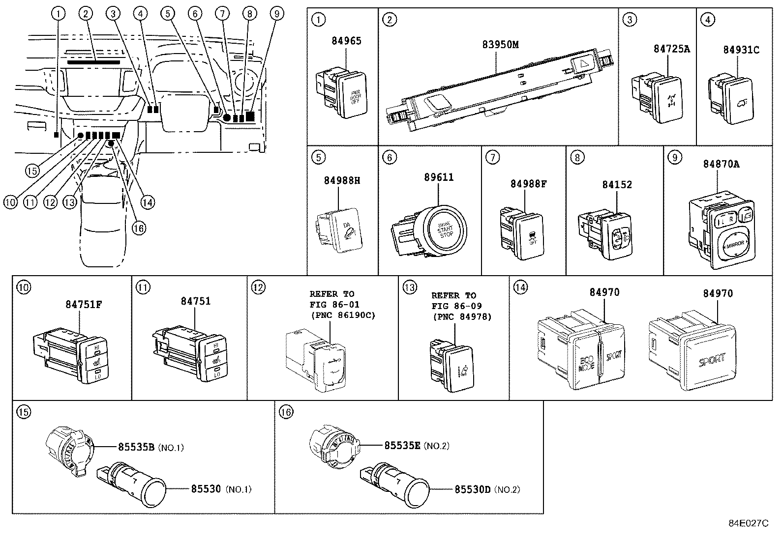 84140-42130 SWITCH ASSY, HEADLAMP DIMMER product image