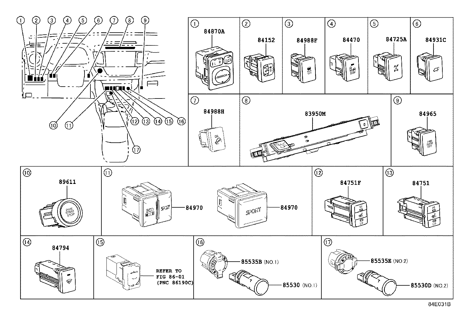84140-42130 SWITCH ASSY, HEADLAMP DIMMER product image