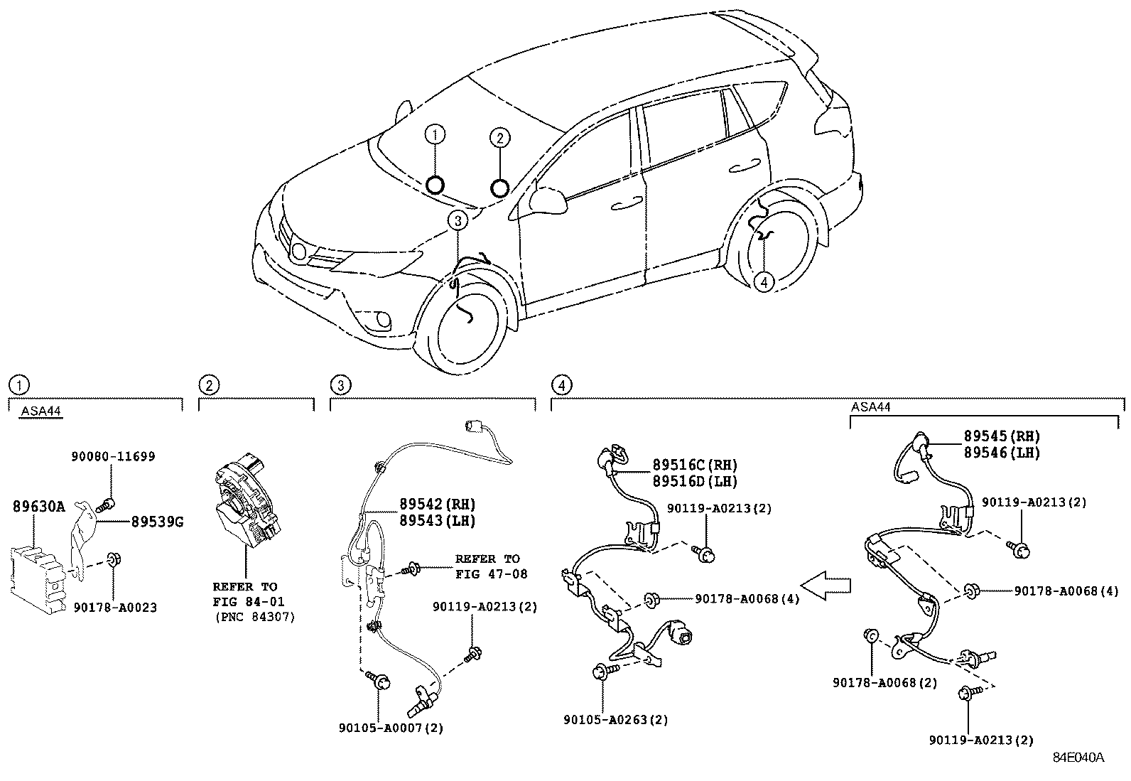 Toyota 89516-0R100 WIRE, SKID CONTROL SENSOR, LH