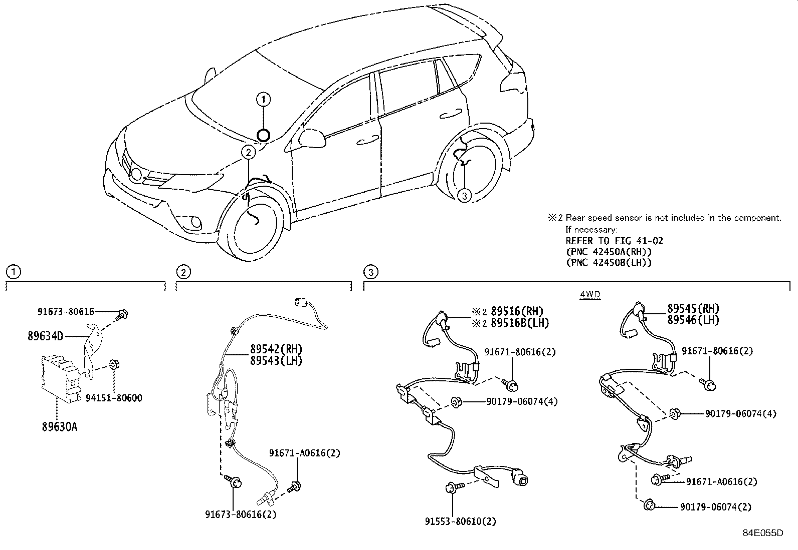 Toyota 89545-42050 SENSOR, SPEED, REAR RH