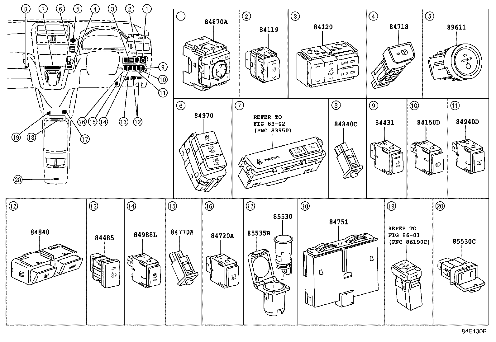 84140-48170 SWITCH ASSY, HEADLAMP DIMMER product image