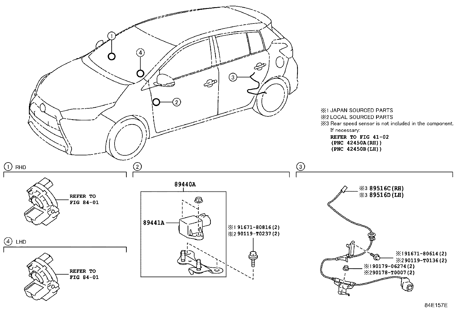 Toyota 89516-0D300 WIRE, SKID CONTROL SENSOR, LH
