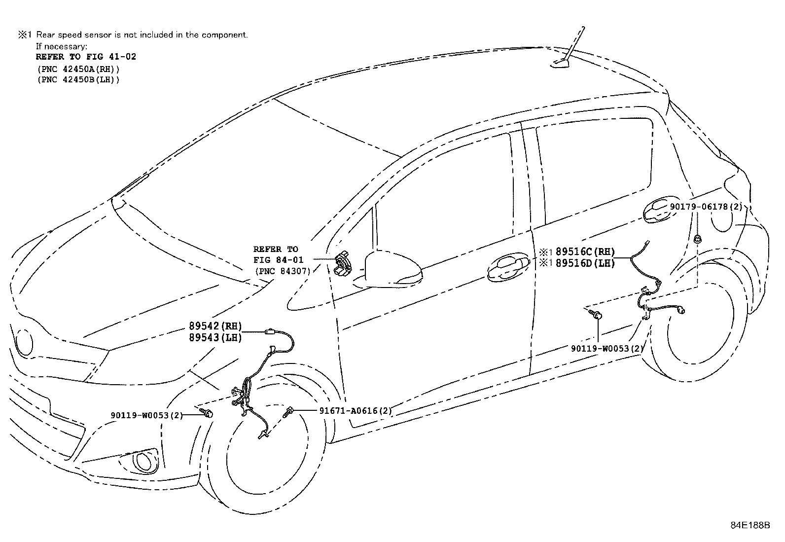 Toyota 89516-0D320 WIRE, SKID CONTROL SENSOR, LH