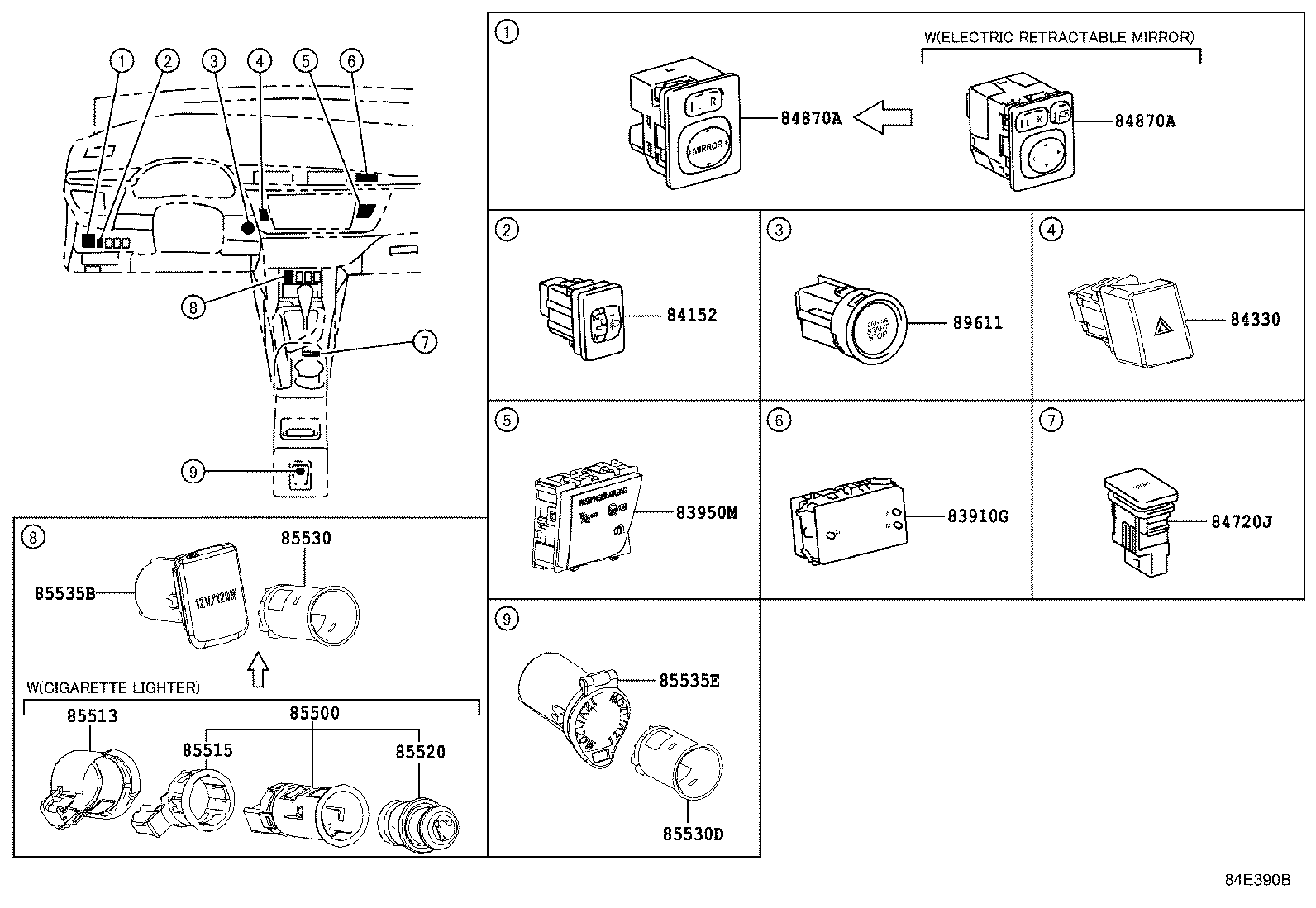 84140-02870 SWITCH ASSY, HEADLAMP DIMMER product image
