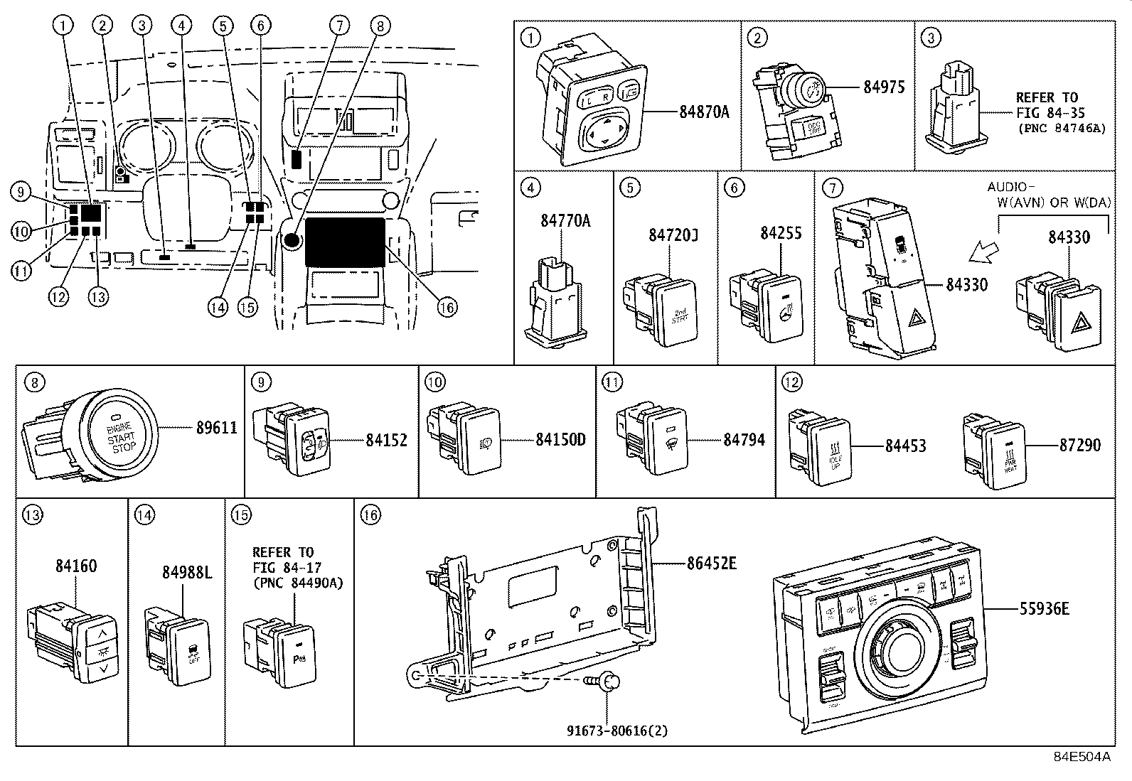 55936-60010 SWITCH, CENTER CLUSTER MODULE product image
