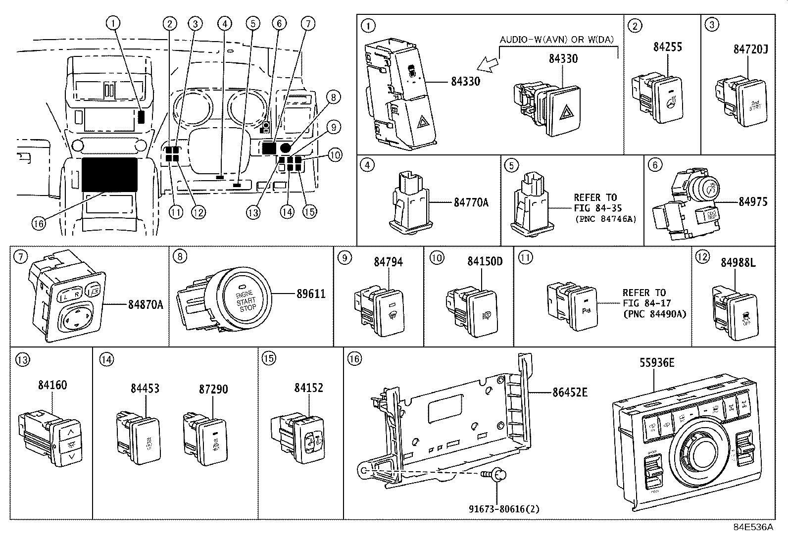 55936-60010 SWITCH, CENTER CLUSTER MODULE product image