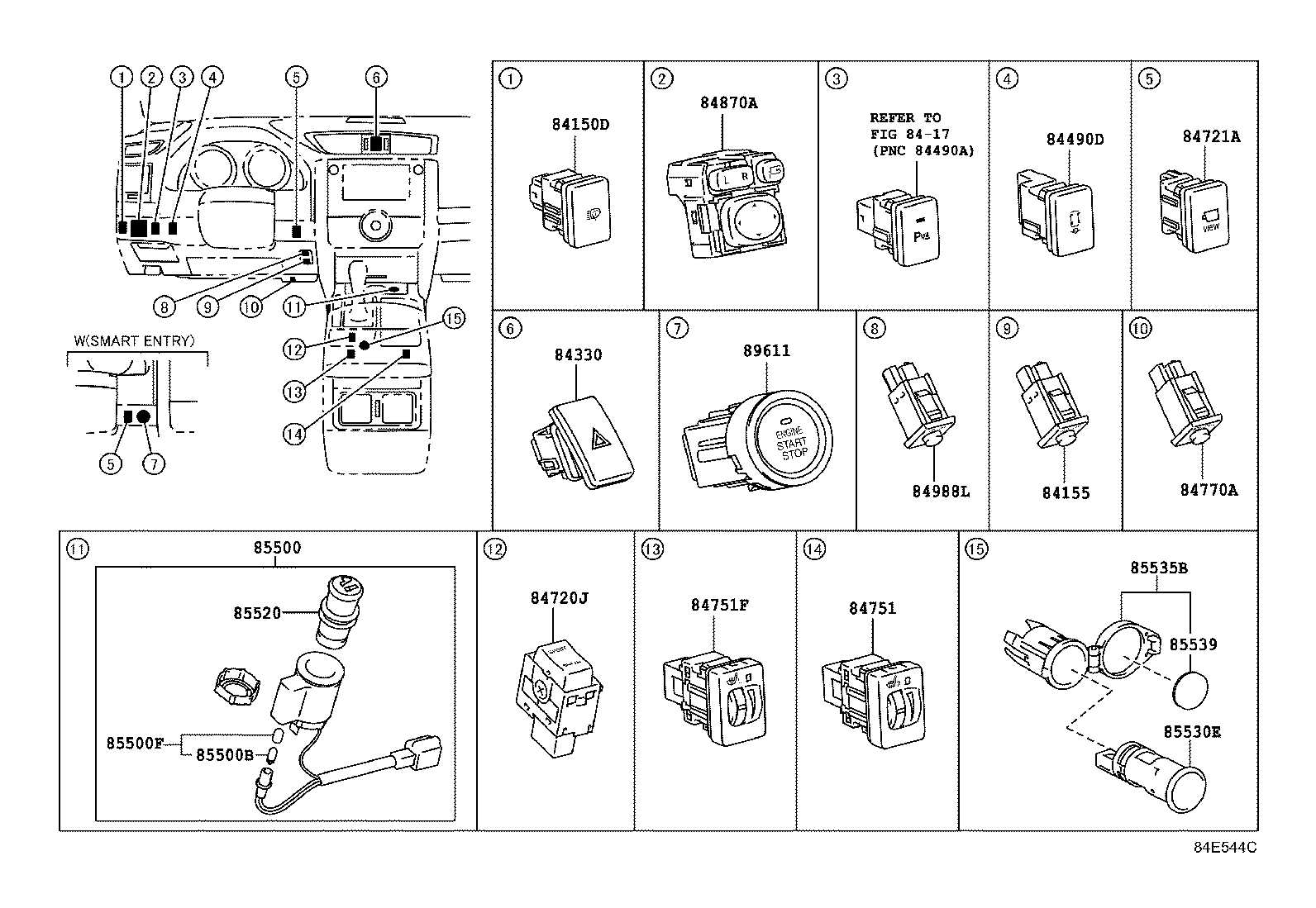 84040-0P021 MASTER SWITCH ASSY,MULTIPLEX NETWORK product image