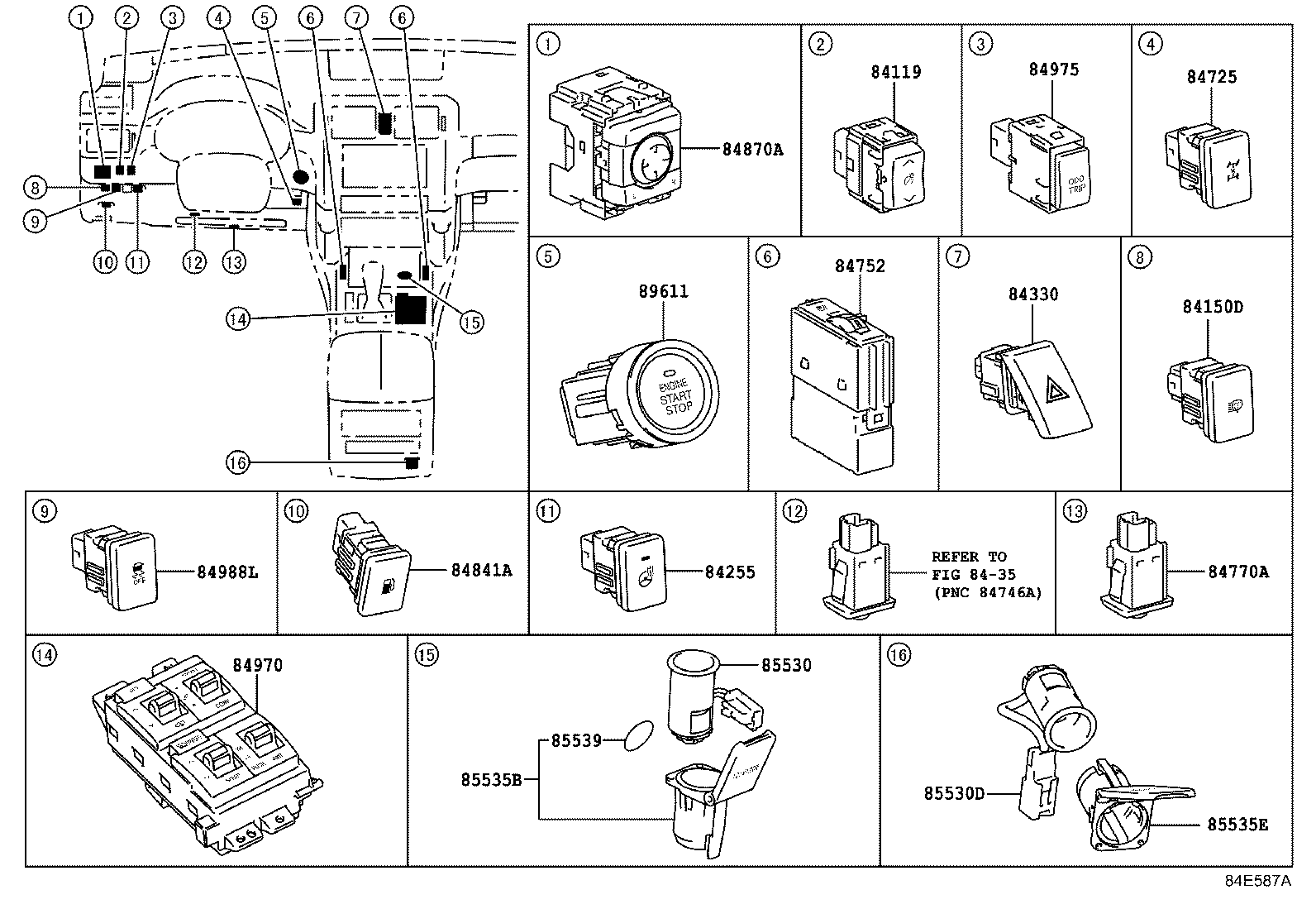 55936-60070 SWITCH, CENTER CLUSTER MODULE product image