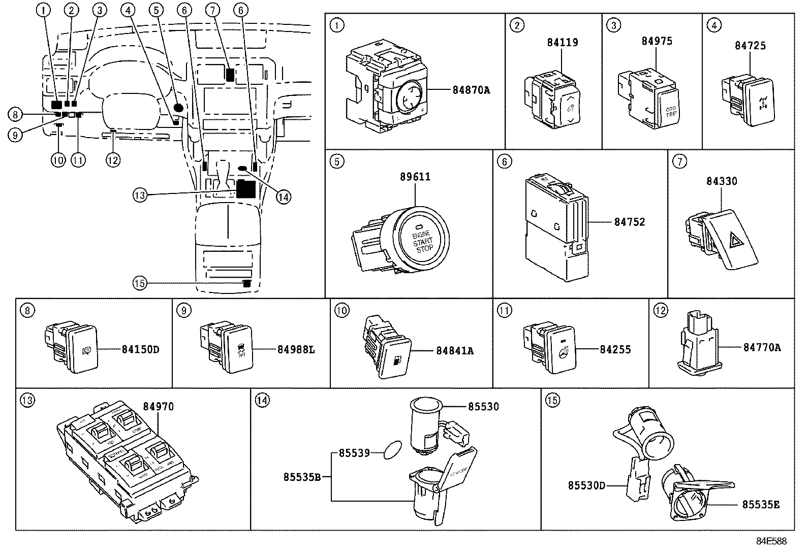 84140-60360 SWITCH ASSY, HEADLAMP DIMMER product image