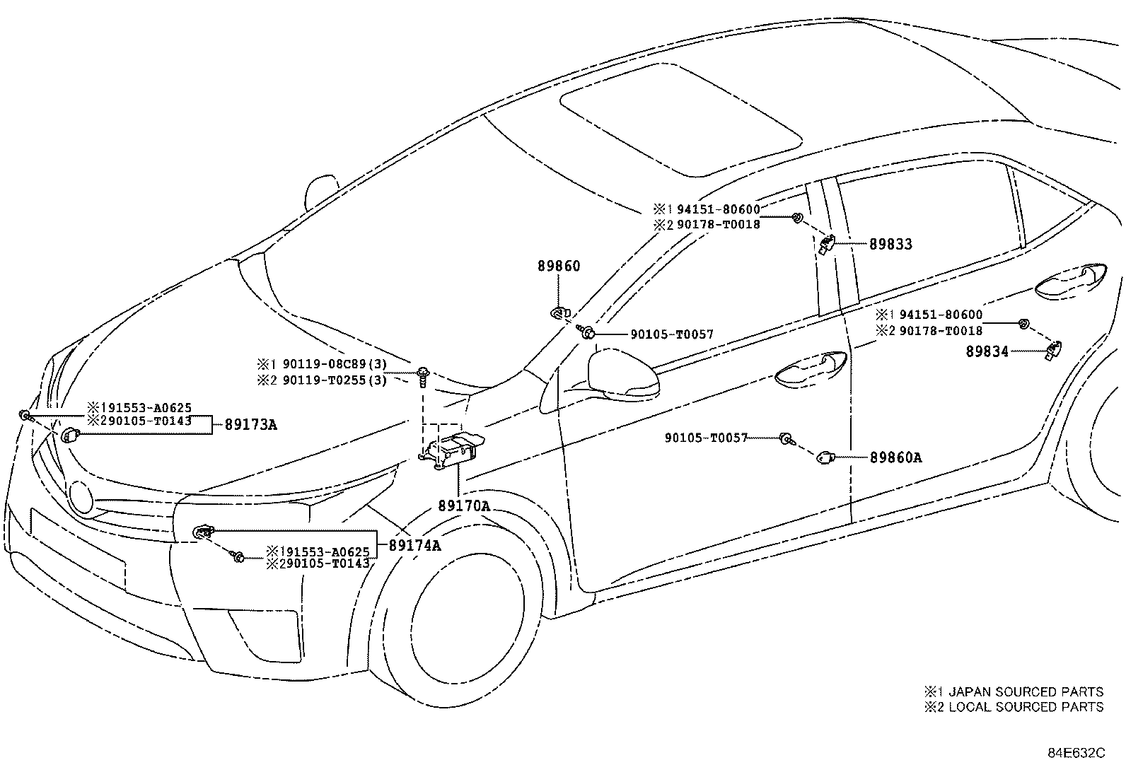 89173-19475 SENSOR, AIR BAG, FRONT RH product image