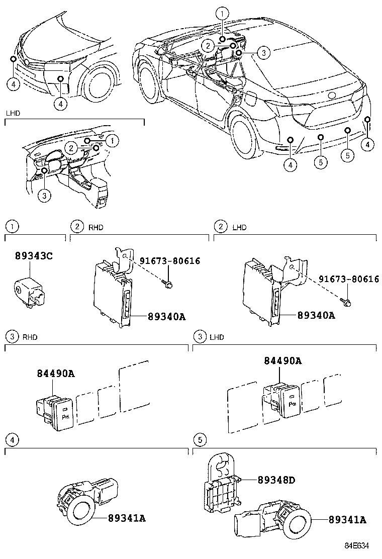 84490-02071 SWITCH ASSY, BACK SONAR OR CLEARANCE SONAR product image
