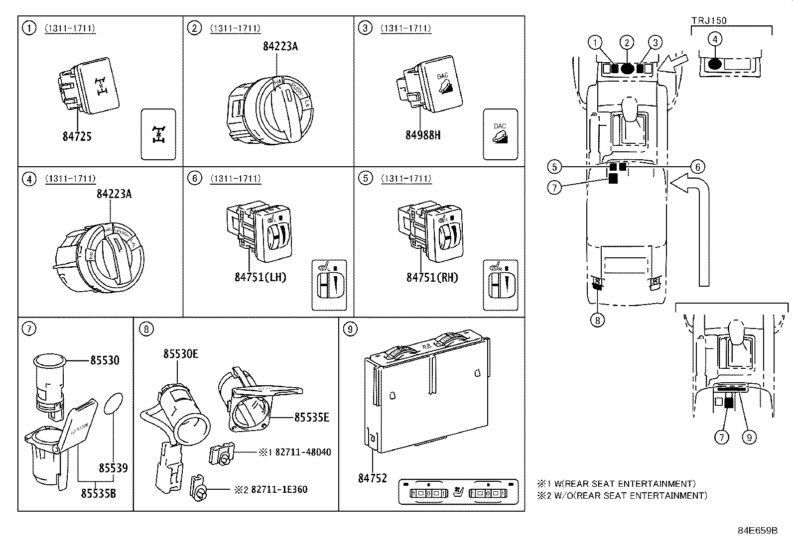 84152-0G010 SWITCH, HEADLAMP LEVELING product image