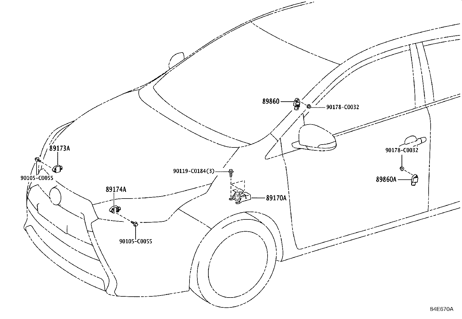 89173-09B40 SENSOR, AIR BAG, FRONT RH product image