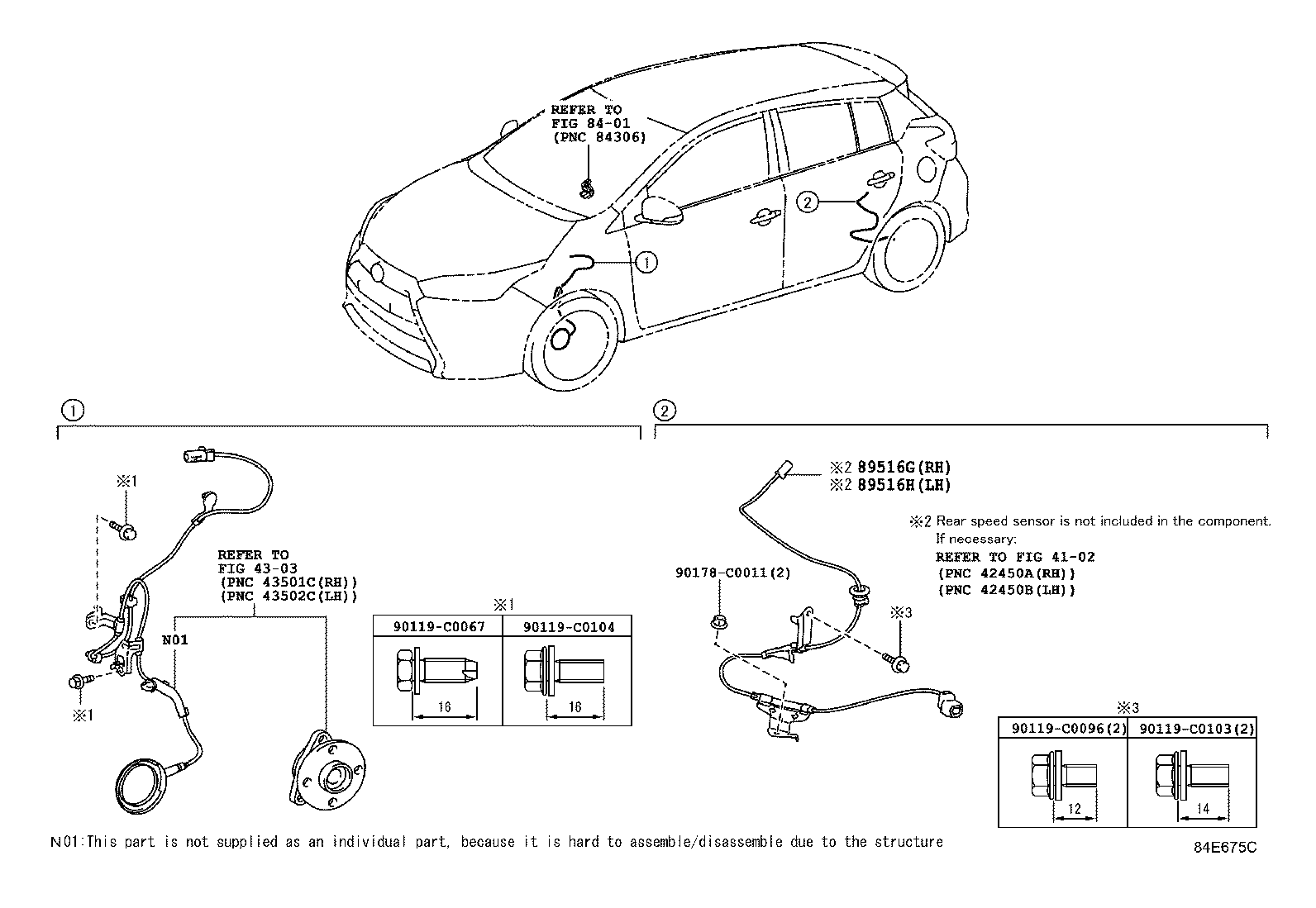 89516-0D220 WIRE, SKID CONTROL SENSOR, REAR LH NO.1 product image