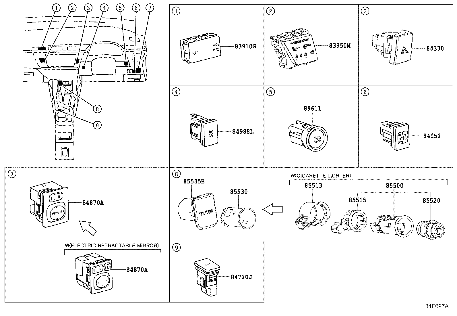 84140-02870 SWITCH ASSY, HEADLAMP DIMMER product image