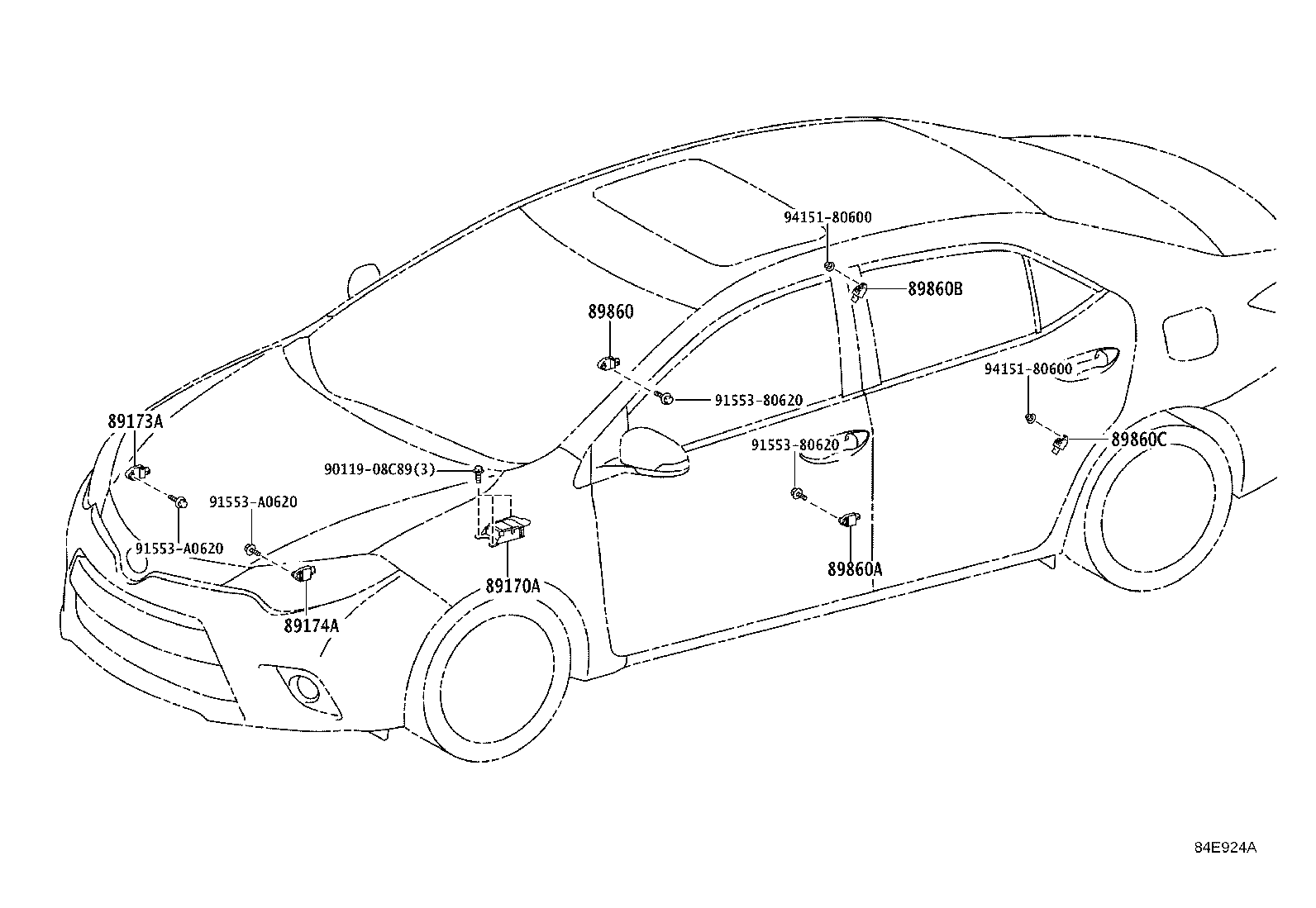 89173-19485 SENSOR, AIR BAG, FRONT RH product image