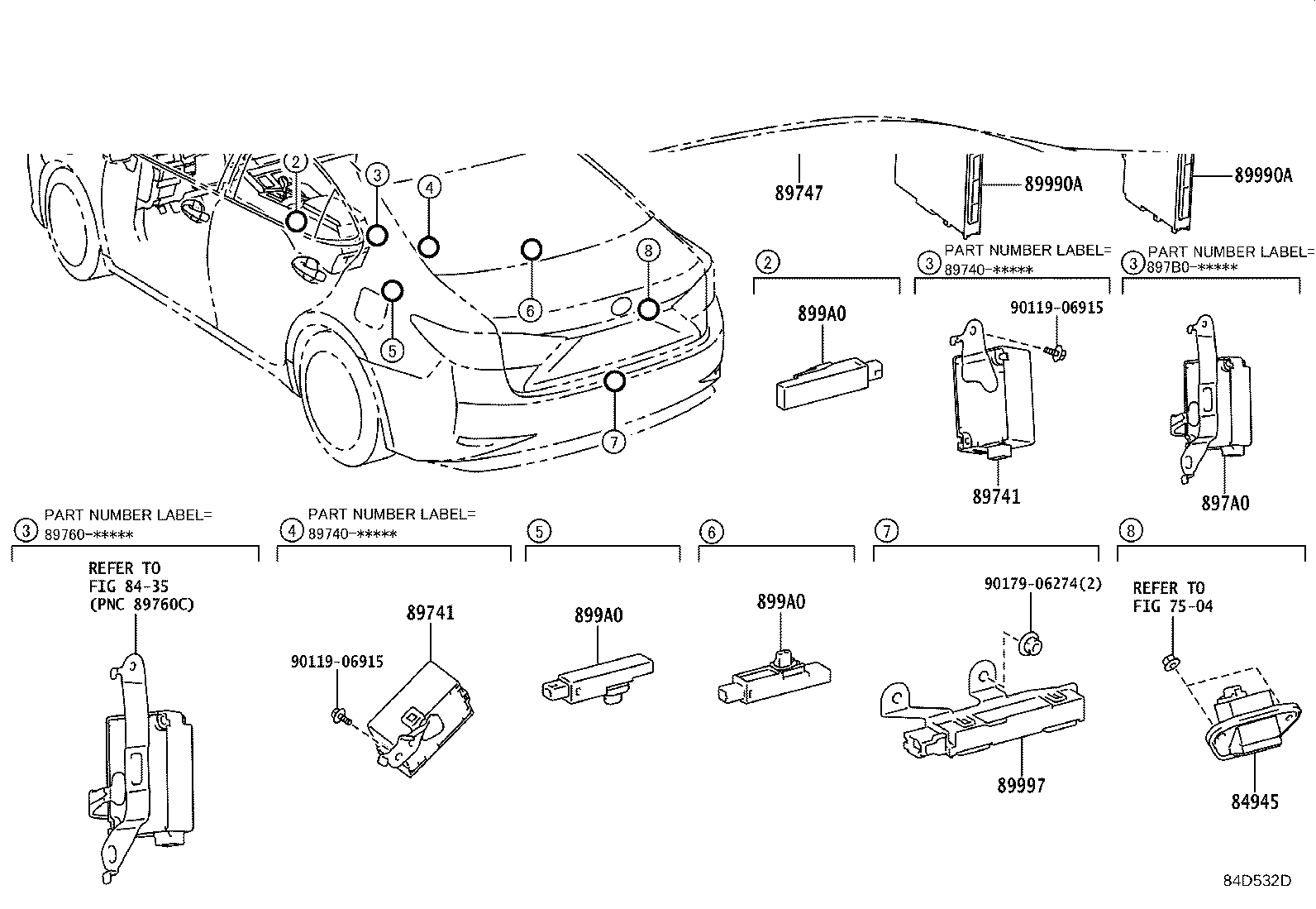 89173-39485 SENSOR, AIR BAG, FRONT RH product image