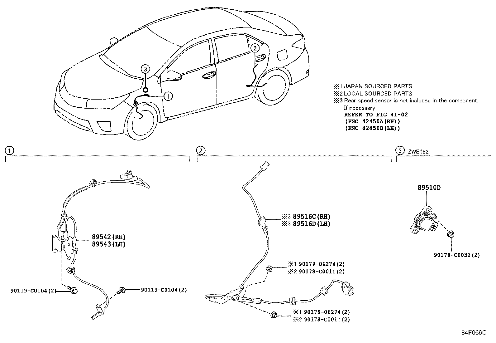 89542-02070 SENSOR, SPEED, FRONT RH product image