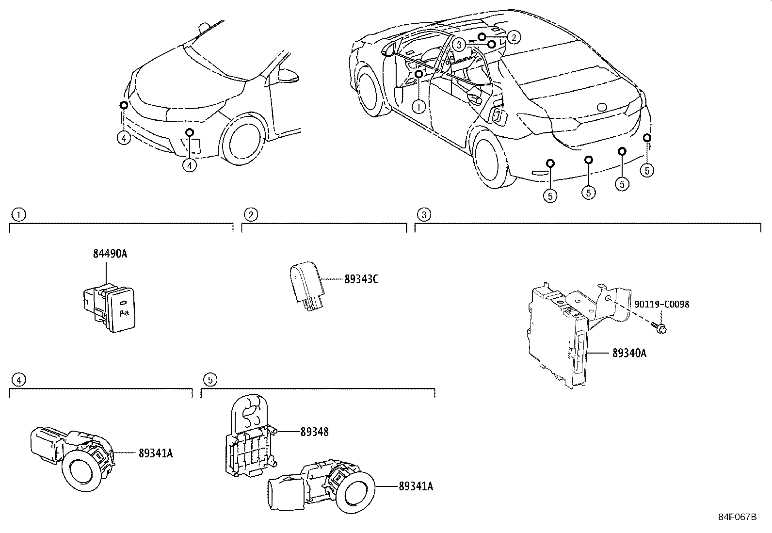 84490-0P020 SWITCH ASSY, BACK SONAR OR CLEARANCE SONAR product image