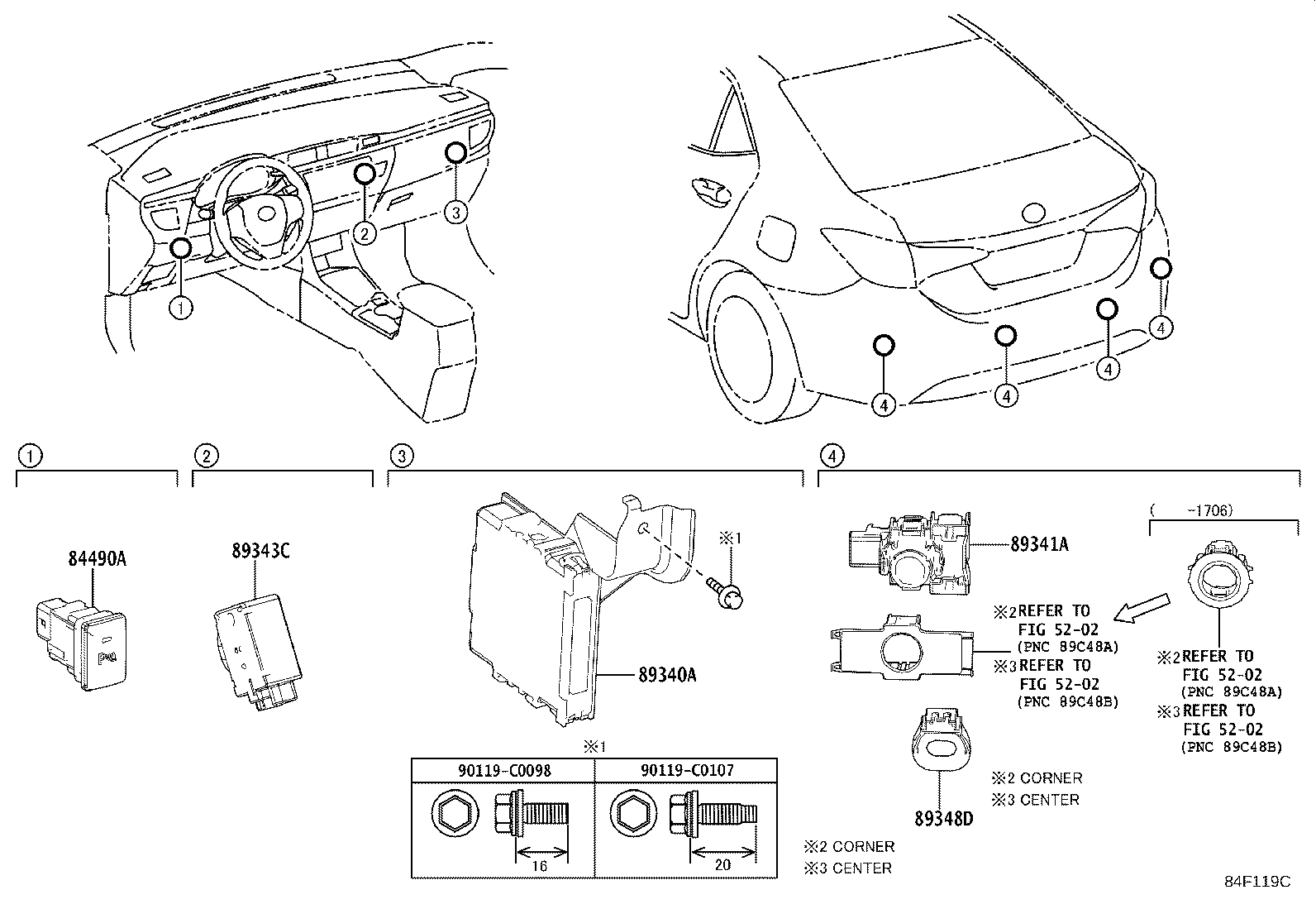 84490-02080 SWITCH ASSY, BACK SONAR OR CLEARANCE SONAR product image