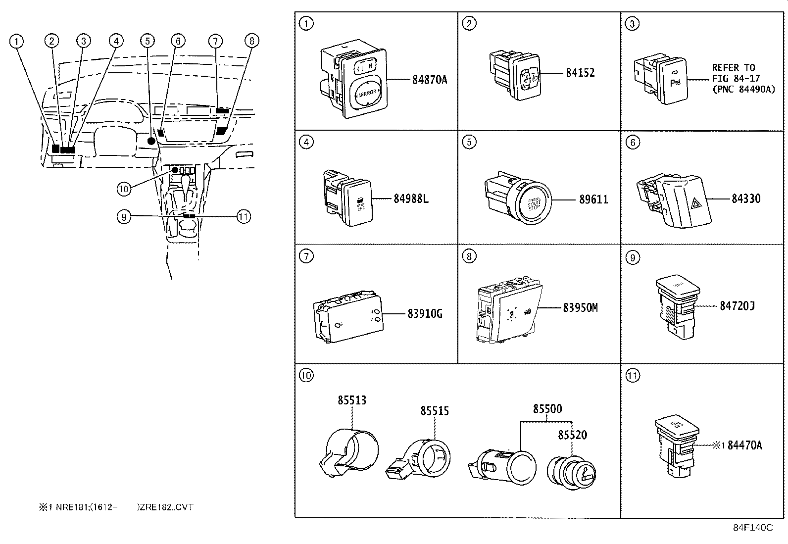 84820-02400 MASTER SWITCH ASSY, POWER WINDOW REGULATOR product image
