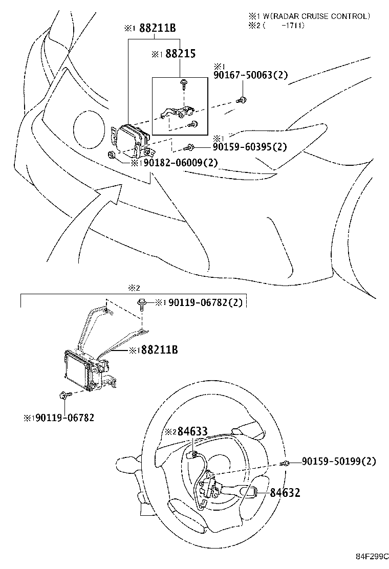 Toyota 88210-24010 SENSOR ASSY, MILLIMETER WAVE RADAR