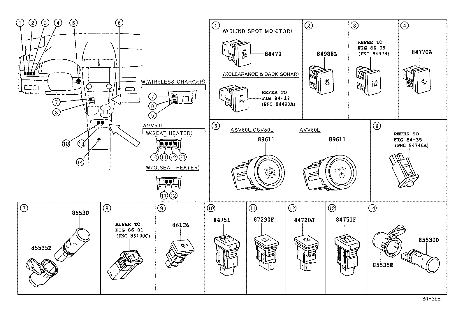 84152-08010 SWITCH, HEADLAMP LEVELING product image
