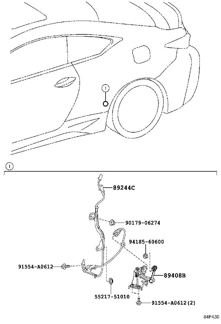 89408-24070 SENSOR SUB-ASSY, HEIGHT CONTROL, REAR product image