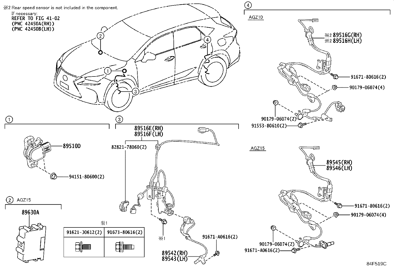Toyota 89543-78020 SENSOR, SPEED, FRONT LH