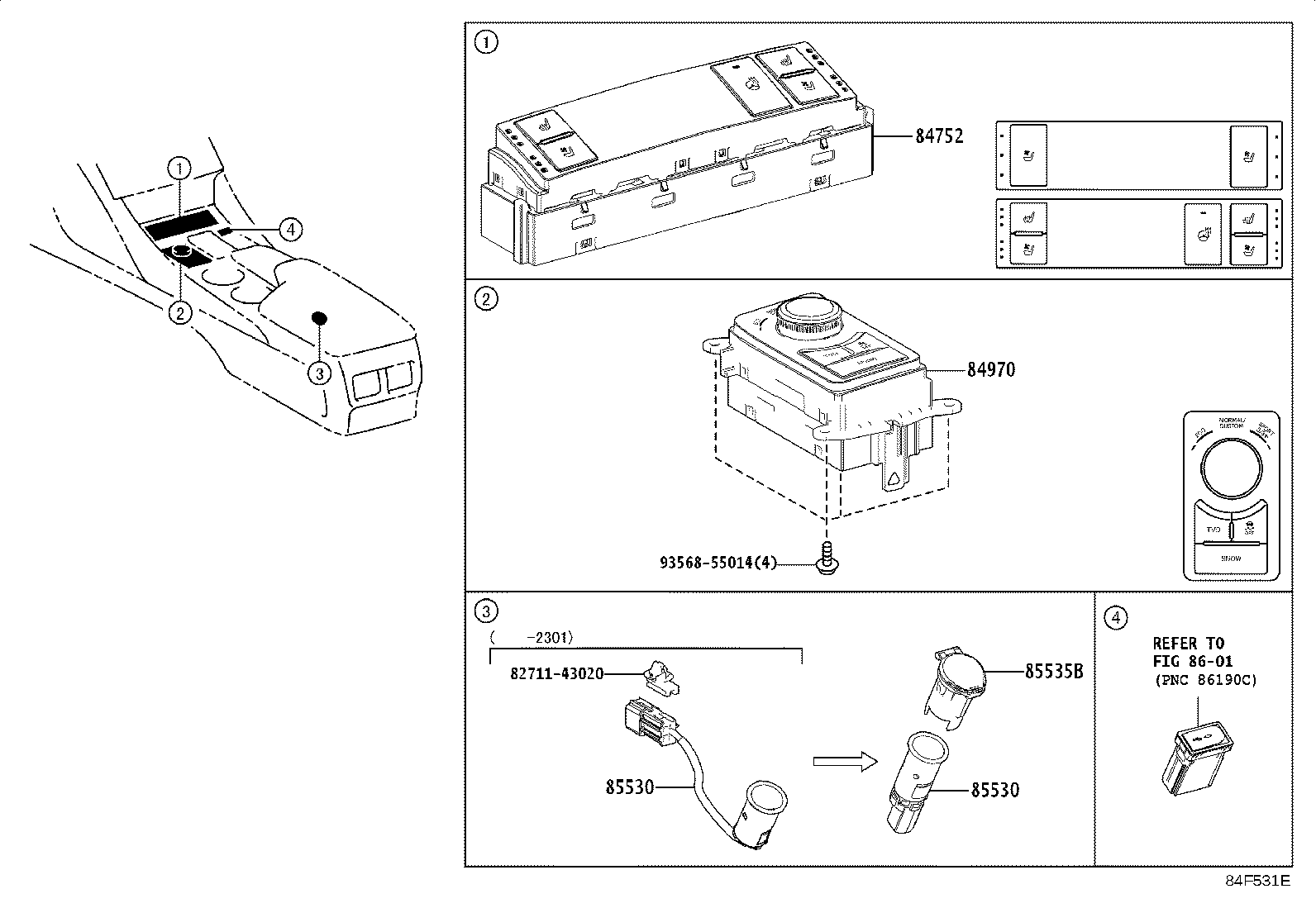 840A0-24110 MASTER SWITCH ASSY, POWER WINDOW REGULATOR product image