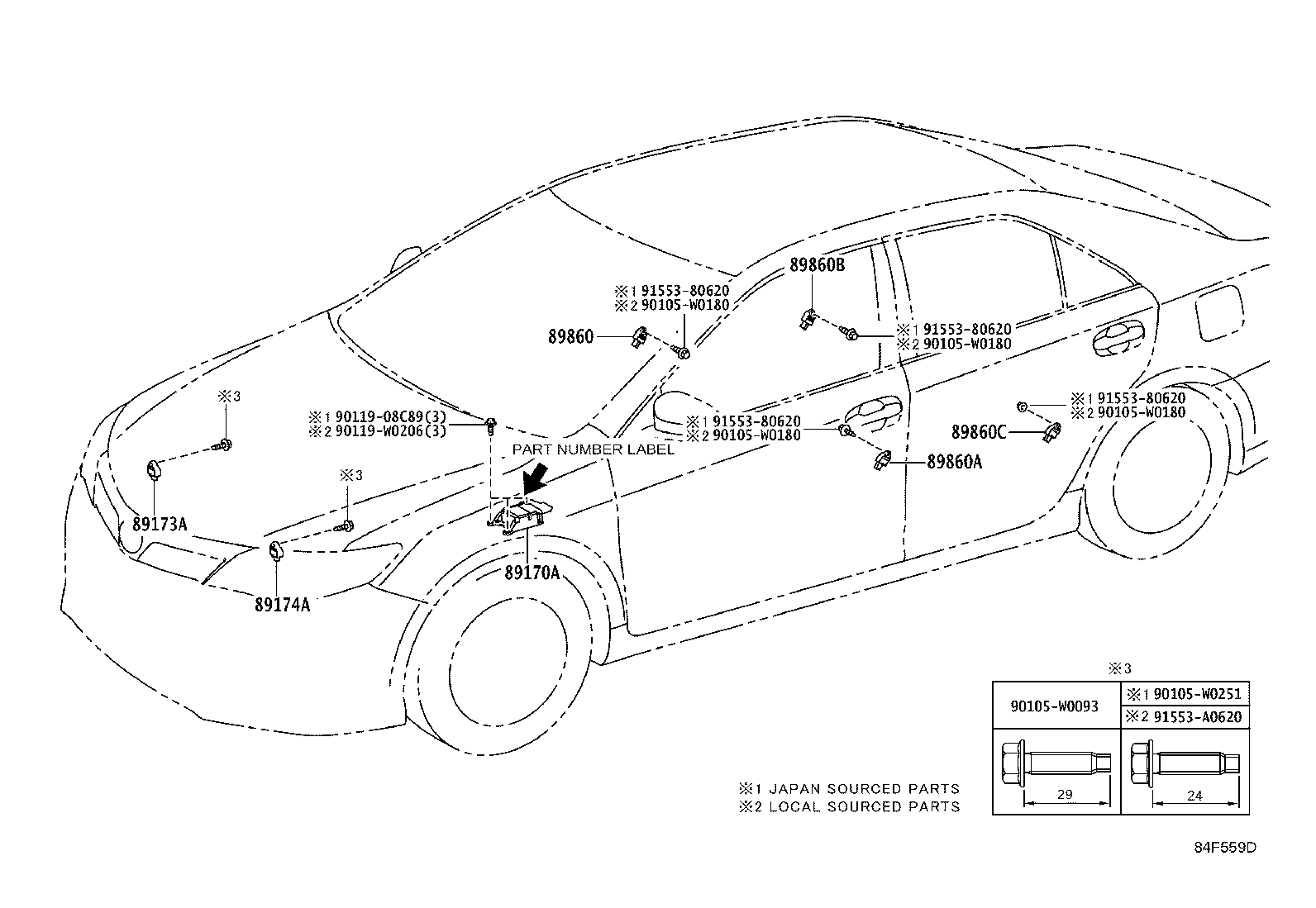 89173-39475 SENSOR, AIR BAG, FRONT RH product image
