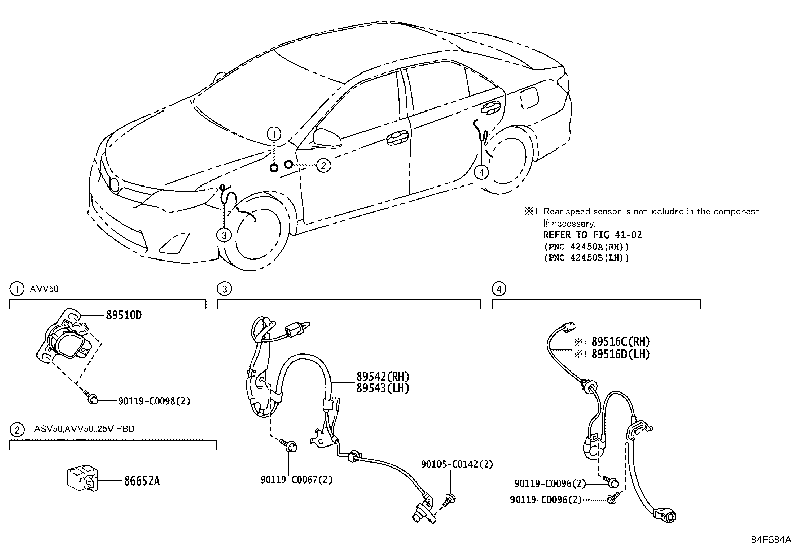 89516-06200 WIRE, SKID CONTROL SENSOR, LH product image